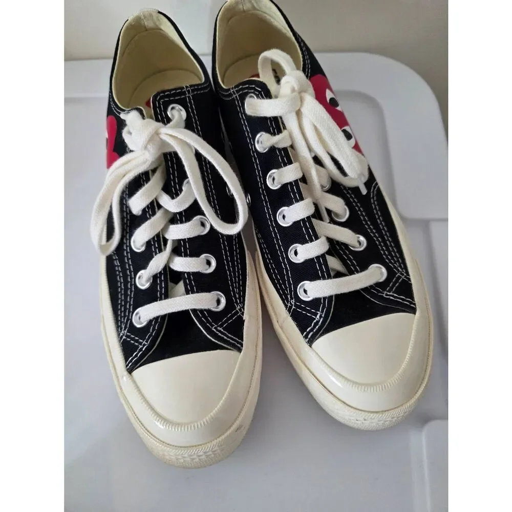COMME des GARCONS PLAY Converse Large Emblem Low Top Canvas Sneakers in Black M7
